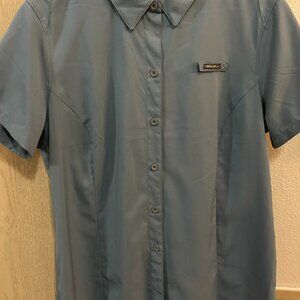 Eddie Bauer Blue XL W/M Short Sleeve Solid Button Shirt